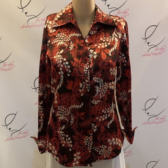 Kasper. Size 4. Satin Long Sleeve Blouse. French Cuffs. Button Up. B91. - Picture 3 of 7